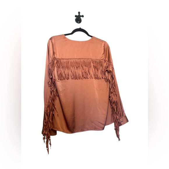 NWOT Boston Proper Satin Fringe Top - Picture 3 of 7